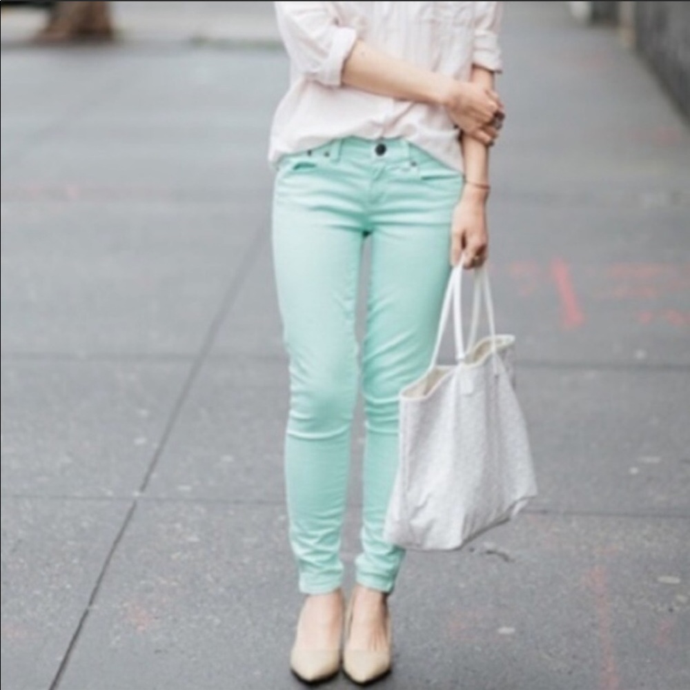 NWOT J CREW MINT LIGHT GREEN BLUE STRETCH JEANS